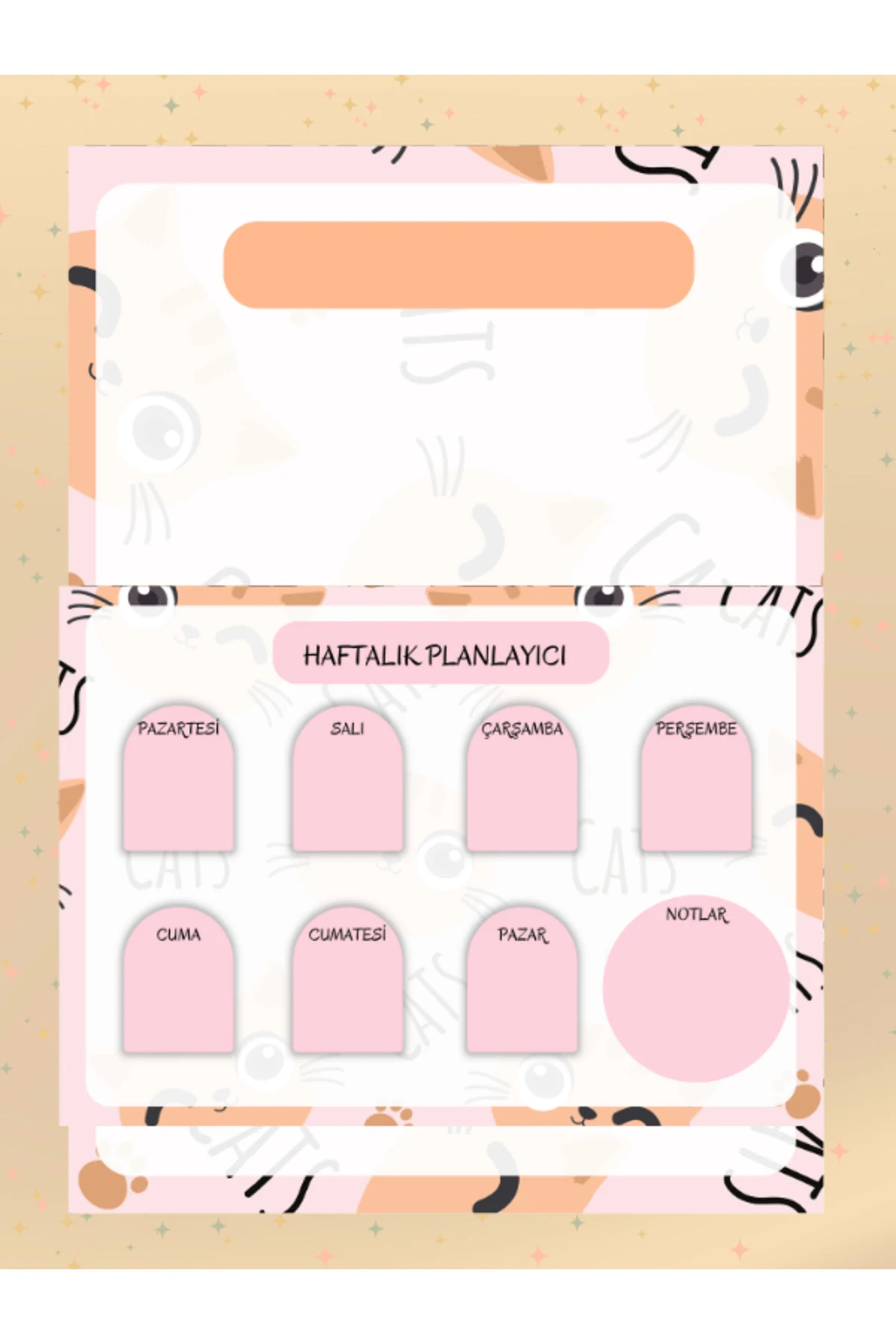Kedili Haftalık Planlayıcı ve Not Defteri A5-A4 Boyutunda Notepad Okul